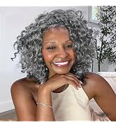 HUA Salt and Pepper Grey Wigs Human Hair for Black Women Glueless Deep Wave Grey Human Hair Wig f...