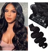 Seamless Clip in Hair Extensions Real Human Hair Clip ins Body Wave 120g 7pcs Ultra Thin Double W...