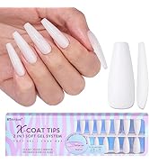 XL Long Coffin Gel Nail Tips - BTArtboxnails Extra Long Soft Gel Nail Tips, Milky White Press On ...