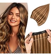 TESSHAIR Halo Hair Extensions Straight, 100% Real Human Hair, Invisible Wire Extensions for Women...