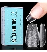 TOMICCA Short Nail Tips - 15 Sizes Soft Gel Nail Tips, 450Pcs Full Cover Coffin Nail Tips, Acryli...