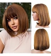 Rebasar 8 Inch Glueless Bob Wigs Human Hair Brown Short Bob Wigs for Black Women Brazilian Virgin...