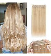 Benehair Halos Human Hair Extensions Real Human Hair 20inch 110g, Balayage Ash Blonde&Bleach Blon...