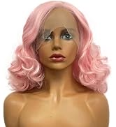 Wiginway Short Synthetic Wavy Lace Front Wig, 13x3 Lace Frontal Wigs for Women, Cosplay Party Wig...
