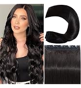 S-noilite One Piece Clip in Hair Extensions Real Human Hair One Piece/5 Clips 3/4 Full Head One P...