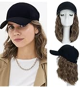 S-noilite Baseball Cap with Hair Attached Short Curly Wavy Bob Hairstyle Baseball Wigs Hat with H...