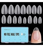 TOMICCA Short Almond Nail Tips - 450Pcs Soft Gel Nail Tips Kit, 15 Sizes Acrylic Pre Buffed Almon...