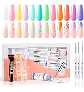 Gellen Pastel Gel Nail Polish Set, 12 Colors Soft Gel Nail Art Polish for UV Light Soft Liner Nai...