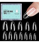 TOMICCA Almond Nail Tips - 504Pcs Acrylic Nails, Clear Soft Gel Nail Tips, 12 Sizes Full Cover Pr...