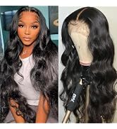 YMSGIRL Body Wave 13X6 Lace Front Wigs Human Hair Pre Plucked For Black Women Upgrade Long Deep P...