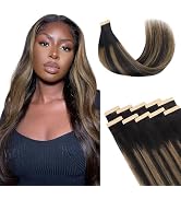 Lashey Tape in Hair Extensions 25g 10pcs 14 Inch Straight Natural Black Mixed Chestnut Brown High...