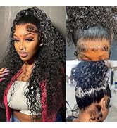 CIETSHF 360 Curly Human Hair Wig Hidden Strap 200 Density Deep Wave Lace Front Wigs Human Hair Pr...