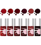 6 Pcs Lip Stain Set, Vivid Water Lip Tint Lip Gloss, Plump Velvet Lip Tint Stain, Natural Matte L...