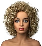 Wiginway 8 inch Women Wigs Medium Curly Glod Blonde Mix Wigs Synthetic Wigs Best Natural Wigs
