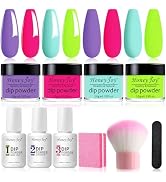 Honey Joy Dip Powder Nail Kit Starter,4 Colors Neon Bright Green Purple Dipping Powder Liquid Set...