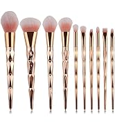 Tenmon 10 Pcs Rose Gold Makeup Brush Set Professional Unicorn Shiny Gold Diamond Makeup Brush Set...