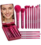 BS-MALL Travel Makeup Brush Set Foundation Powder Concealers Eye Shadows Makeup Set with LED ligh...