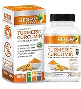 Renew Actives Maximum Potency Organic Turmeric Curcumin + Black Pepper Capsules! 2 Month Supply! ...