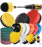 CasaCulina 25 Pack Drill Brush Attachment Set, Scrub Pads & Sponge, All Purpose Power Clean Scrub...