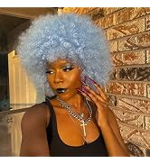 ANNISOUL Afro Wigs for Black Women Short Curly Afro Kinky Wig 70s Bouncy Huge Fluffy Puff Wigs Pr...