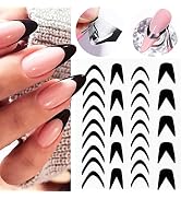 French Tip Nail Stickers 6 Sheets French Nail Art Airbrush Templates Funny Printing Decal 3D Self...