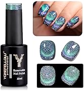 YOKE FELLOW 9D Cat Eye Gel Nail Polish, 10ML 9D Cat Eye Reflective Glitter Gel Polish Holographic...