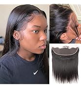 YMSGIRL Ear To Ear 13x4 Lace Frontal Closure Brazilian Straight Human Hair Lace Frontal 150% Dens...