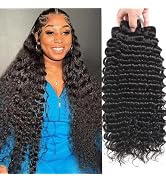 12A Deep Wave Human Hair Bundles 20 22 24 Inch Deep Curly Bundles Human Hair 100% Unprocessed Bra...