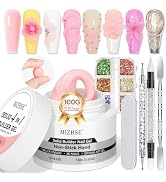MIZHSE 100g Milky White Solid Builder Gel for Nails, Large Capacity Builder Gel Nail Kit Hard Gel...