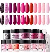 Gellen 12 Colors Dip Powder Set, Red Dip Powder Colors Long Lasting Quick Drying Glossy Glitter P...