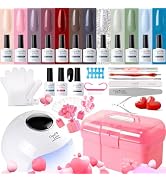 Candy Lover Gel Manicure Kit with UV Light, 12 Colors Nail Gel Polish Set with 36W Nail Dryer and...