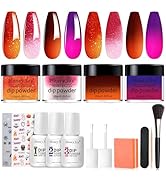 Honey Joy Dip Powder Nail Kit Starter, 4 Colors Halloween Pumpkin Orange Mystic Purple Dipping Po...