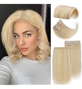 Cisyia Blonde Hair Toppers for Women Synthetic Clips in Hair Toppers 4 PCS Invisible Hair Extensi...