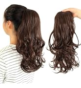 KAVSORAPI 16 Inch Curly Ponytail Hair Extension - Drawstring Synthetic Hairpiece for Women & Girl...