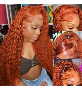 VELOMA Ginger Lace Front Wigs Human Hair 13x6 Deep Wave Lace Front Wigs Human Hair Ginger Curly L...