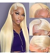 LETMIEO 613 Lace Front Wig Human Hair Blonde Straight 13×6 HD Lace Front Wigs Human Hair 180% Den...