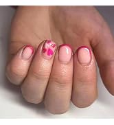 Press On Nails French Tip Fake Nails, Full Cover Gel Reusable Acrylic Nails, Reusable Nail Kit wi...