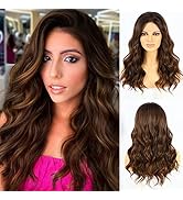 SAPPHIREWIGS Curly Wig Glueless Lace Front Wigs Highlight Brown Color Natural Brown Synthetic Sho...