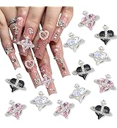 RODAKY 12Pcs Shiny Planet Nail Art Charms 3D Metal Alloy Heart Shape Nail Art Crystal Rhinestones...