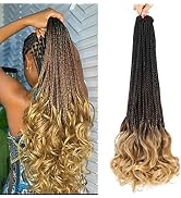 Goddess Box Braids Crochet Hair for Black Women 22 Inch 7 Packs Three Tone French Curl Crochet Br...