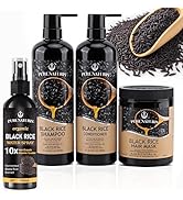 PureNaturis Black Rice Hair Growth System - Anti-Hair Loss Routine with Rosemary Shampoo, Conditi...