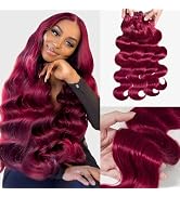 Burgundy Bundles Human Hair 4 Bundles 18 20 22 24 Inch Hair Extensions Burgundy Body Wave Human H...