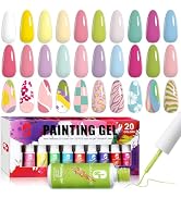 Clara Colors Gel Manicure Gel Liner Set,20 Color Purple Pink Green Gel Nail Polish for Swirl Fren...