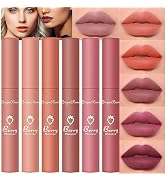 6 Colors Matte Lipstick Set,Natural Nude Lipstick Lip Makeup Kit, Velvet Nourishing Lip Gloss, No...