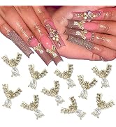 RODAKY 10PCS Luxury Nail Charms 3D Letter Gold Alloy Shiny Nail Art Gems with Inlaid Rhinestones ...