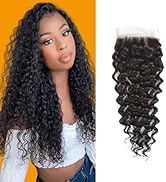 4x4 Transparent Closure Human Hair 4x4 Deep Wave Closure Pre Plucked with Baby Hair Free Part 4x4...