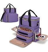 LUXJA Nail Polish Organizer Holds 70 Bottles and a Nail Lamp, Nail Polish Case with 2 Removable B...