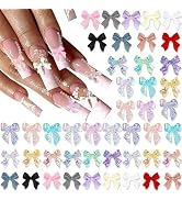 RODAKY 300PCS Aurora Bow Nail Charms 3D Resin Flatback Bowknot Charms for Acrylic Nails Design Cu...