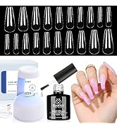 Beetles Gel Nail Kit Easy Nail Extension Set with 500Pcs Soft Gel Nail Tips Coffin Shape 5 In 1 N...