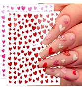 10 Sheets Heart Nail Stickers Glitter Shiny Love Nail Decals 3D Self Adhesive Nail Art Stickers G...